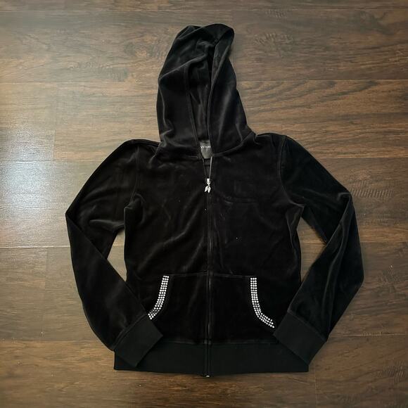 Victoria's Secret black velour zip up hoodie size M - Picture 5 of 11